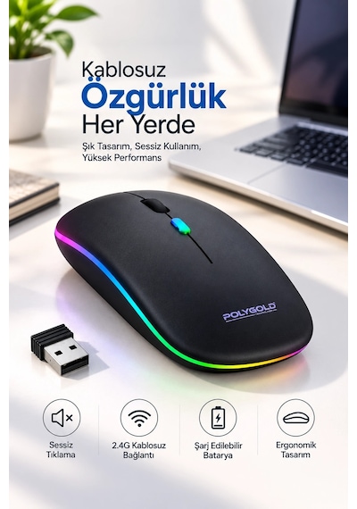 Sessiz Tıklama 800 1200 1600 Dpı Ayarlanabilir Mouse Najmaddin