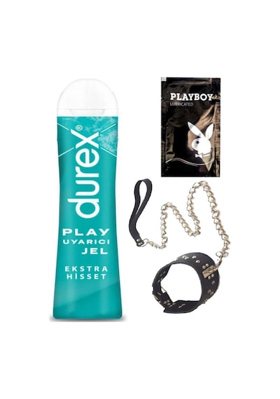 Durex Play Ekstra Hisset Bay Bayan Uyarıcılı Jel 50 Ml + Siyah Deri Tasma + Hediye