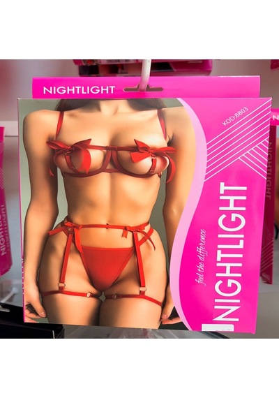 Night Light Nightlight Kırmızı Fiyonklu Jartiyer Takım