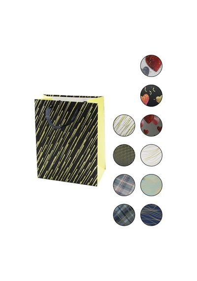 Yakut-13259 Bl-2128s-2 Küçük Hediyelik Karton Çanta 18x23x10cm Renkli Desenli- 12'li Paket Diğer