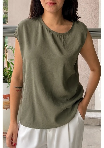 Bb Butik Basic Tasarım Dokuma Modal Kumaş Kolsuz Bluz Rahat Kalıp Modern Kadın Bluz My3535 haki Bb Butik Basic Tasarım Dokuma Modal Kumaş Kolsuz Bluz Rahat Kalıp Modern Kadın Bluz My3535 haki