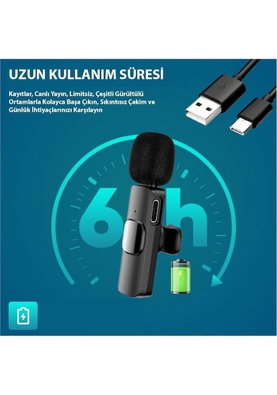 Lexroo K9t2 Type-c Bağlantılı, 360 Ses Yakalama, Gürültü Azaltma Özellikli Android