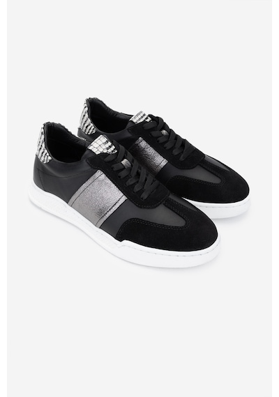 Valmenti Kadın Hakiki Deri Sneakers & Spor Ayakkabı 1115 2906 Bn Ayk Y25 Syh Suet/syh Dr/ant Kroko Siyah