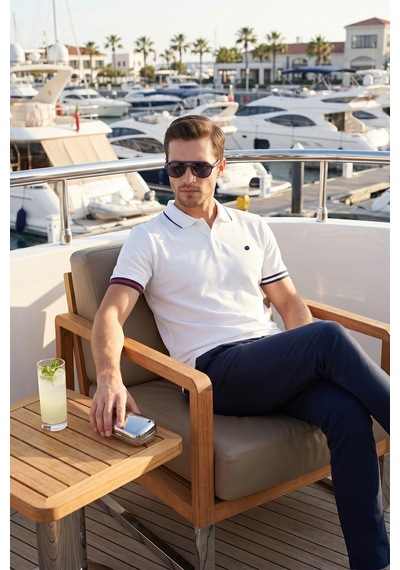 Buratti Pamuklu Regular Fit Düğmeli Polo T Shirt Erkek Polo T Shirt 5904066 Beyaz