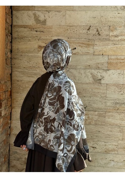 Qalortex Scarf Pamuklu Mimoza Desen Şal- Siyah/küf Yeşil Siyah/ Küf Yeşil
