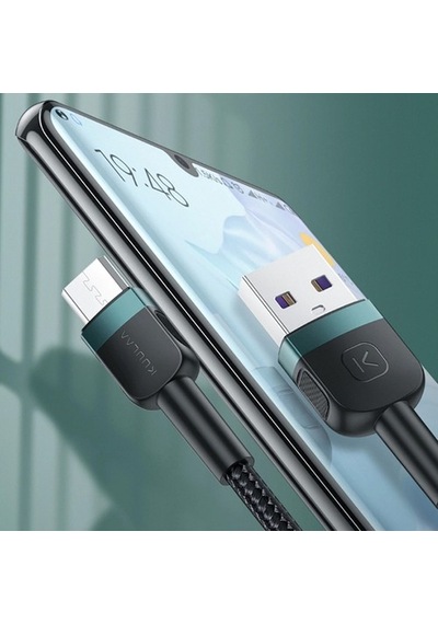 Kuulaa Mikro Usb 3A Hızlı Şarj 0.50Cm Kısa Android Usb Şarj Kablo Siyah - Gri