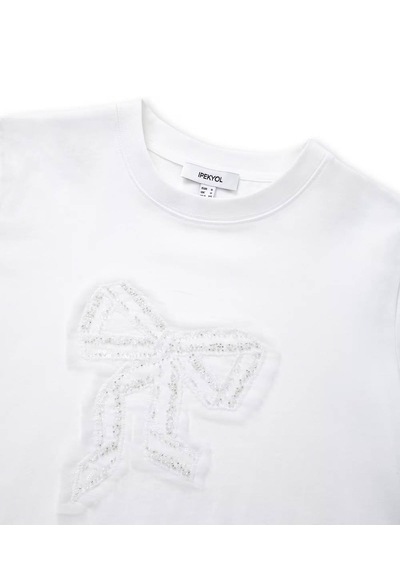 İpekyol Fiyonk Aplikeli Beyaz Kadın T-shirt Iw6260070173
