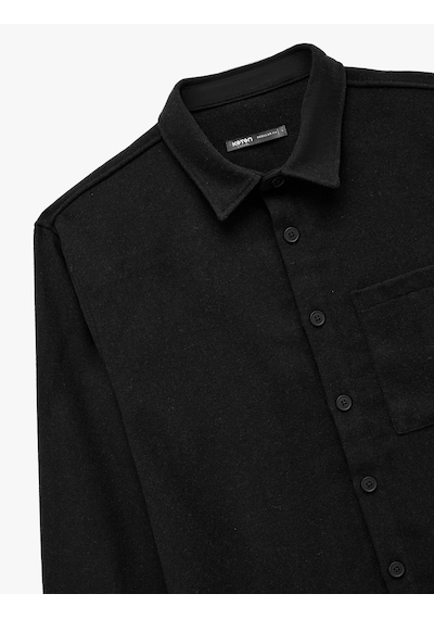 Koton Regular Fit Cep Detaylı Uzun Kollu Düğmeli Gömlek Siyah 6wam60112hw Siyah