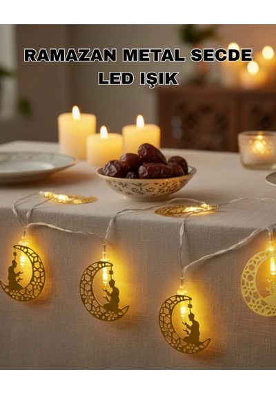 Ramazan Temalı Ay İçinde Secde Eden Adam Led Peri Işığı Diğer