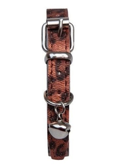 Bakır Leopar Desenli Deri Kedi Köpek Boyun Tasması 30 Cm-18516