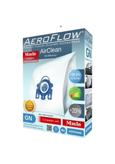 Aeroflow Miele Gn Tipi Uyumlu Toz Torbası Hyclean 3d Dörtlü Paket
