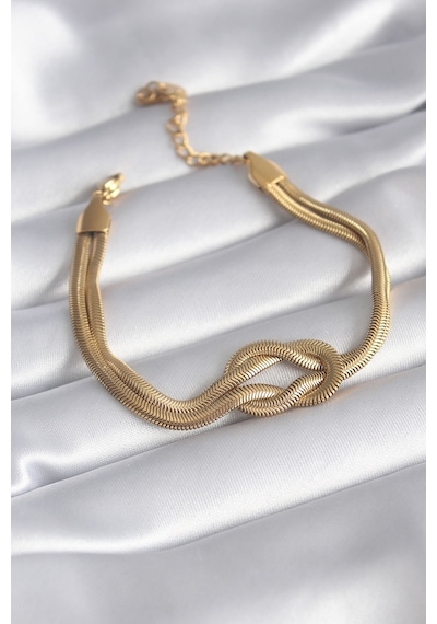 Ezoconcept 316l Çelik Gold Renk İtalyan Zincir Düğüm Model Kadın Bileklik Çok Renkli