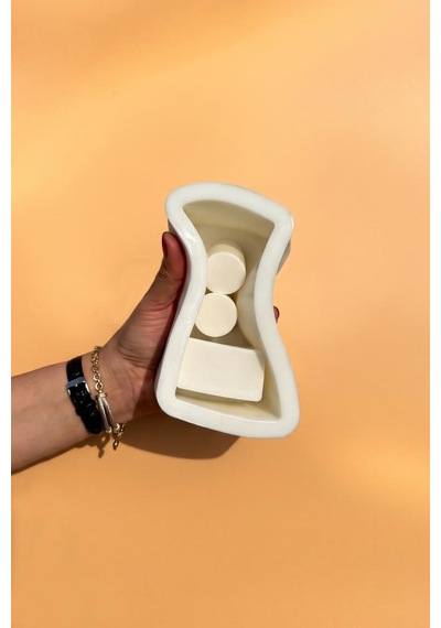 Banyo Organizer Üç Gözlü Silikon Kap Kalıbı Beyaz
