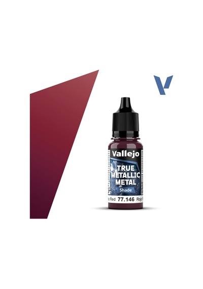 Vallejo 77146 18 Ml. Ruby Red, Shade, True Metallic Metal Tmm Serisi Model Boyası Renkli