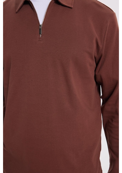 Tudors Erkek Relax Fit Rahat Kesim %100 Pamuk Yarım Fermuarlı Polo Yaka İnterlok Kahverengi Sweatshirt-42171 Kahverengi Tudors Erkek Relax Fit Rahat Kesim %100 Pamuk Yarım Fermuarlı Polo Yaka İnterlok Kahverengi Sweatshirt-42171 Kahverengi