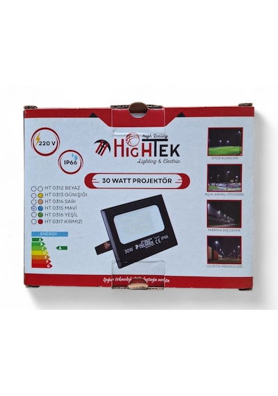 Led Projektör Mavi Renk 30 Watt Projektör Su Geçirmez