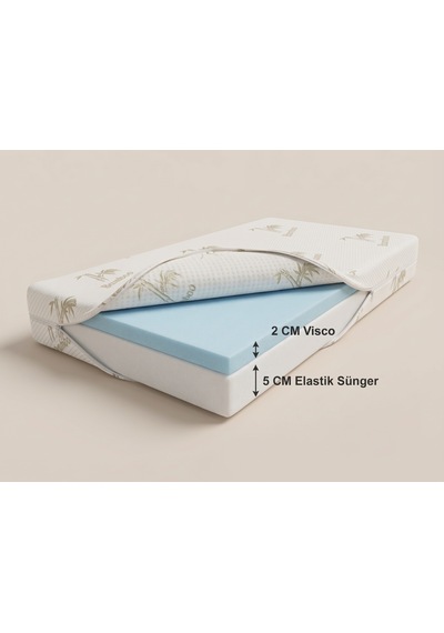 Doğal Visco Bamboo Bebek Ve Çocuk Yatağı 7 CM Ortopedik Park Yatak & Beşik & Anne Yanı Uyumlu 55 x 110