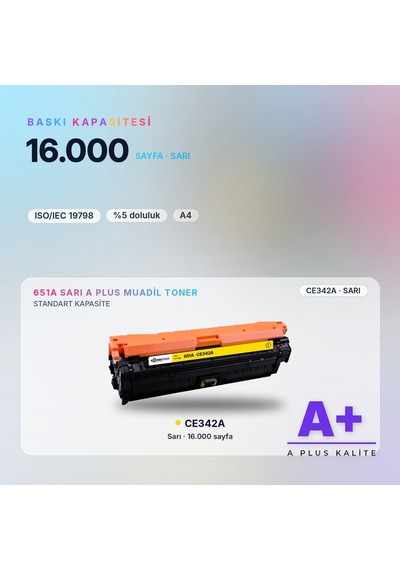 Hp 651a Ce342a Sarı Uyumlu Toner A Plus / Laserjet Enterprise 700 Color Mfp M775