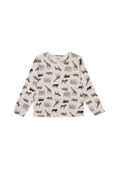Antebies Organik Gots Sertifikalı Safari Macerası Desenli, Uzun Kollu Erkek Çocuk Pijama Takımı Yeşil