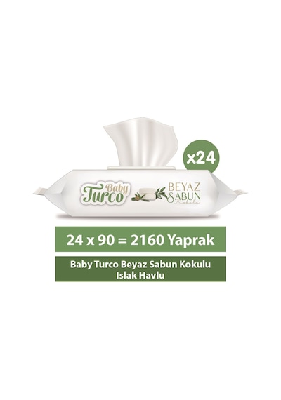Baby Turco Beyaz Sabun Kokulu Islak Havlu 24 x 90'lı 2160 Yaprak