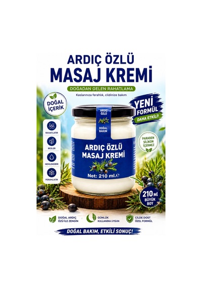 Ardıç Özlü Masaj Kremi 210 Ml Doğal İçerikli Ferahlatıcı Masaj Kremi Günlük Kullanıma Uygun