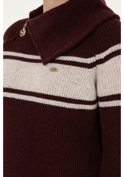 U.S. Polo Assn. Kadın Bordo V Yaka Kazak 50293133-VR014