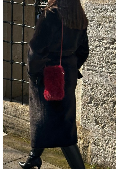 Mollycrush Kadın Askılı Peluş Bordo Çanta Kürk Postacı Model Bordo