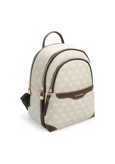 Silver Polo Sp1265 Kadın Sırt Çantası Monogram Taş-kahve
