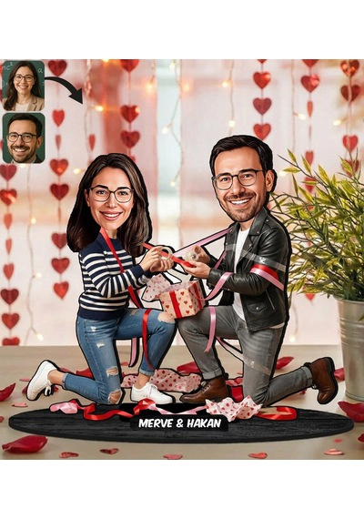 Bk Gift Kişiye Özel Sevgili Karikatürlü Ahşap Biblo -29, Fotoğraftan Karikatür, Sevgililer Günü Hediyesi, Ev Hediyesi Kobitmeyencom36356 Bk Gift