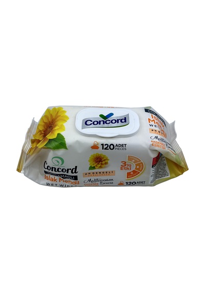 Concord Islak Mendil 120 Adet - Alkol İçermez - Ph Dengeli - Akdeniz Esintisi Tekli
