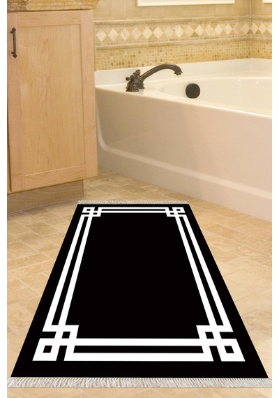 Eko Trend Djt Banyo Paspası Yıkanabilir Kaymaz Taban 1669 Modern Siyah