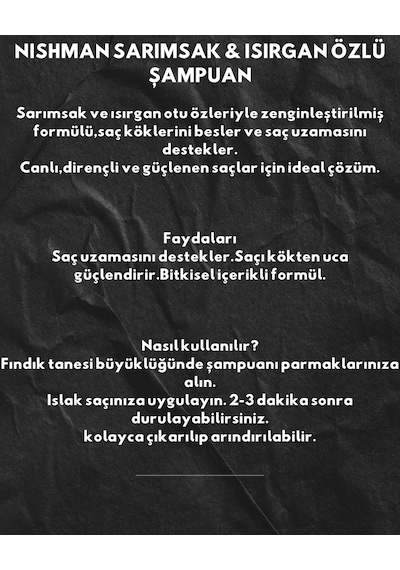 Nıshman Sarımsak Ve Isırgan Otu Özlü Şampuan 480 Ml