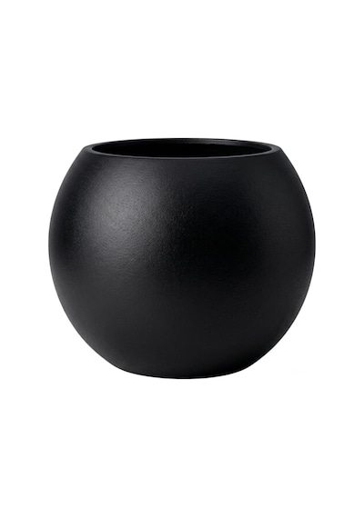 Zevli Dekoratif 27l Küre Saksı Ø35 Cm Siyah Beton Görünümlü Modern Salon Ve Bahçe Saksısı 001