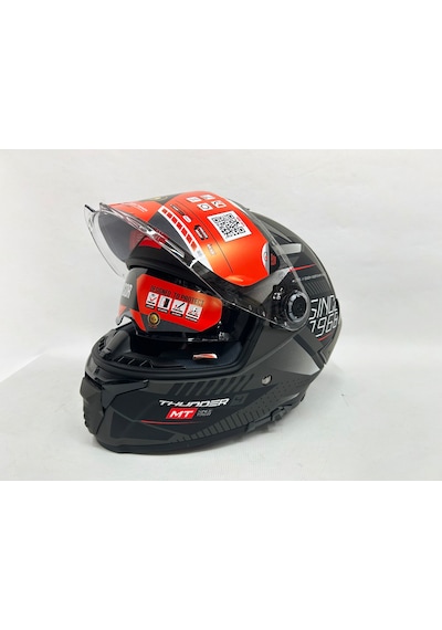 Şeffaf Güneş Vizörlü + Mt Thunder 4sv Luminence D1 Kapalı Kask Mat Siyah