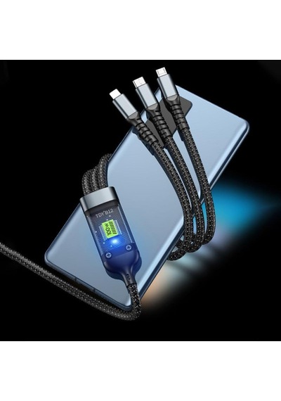 3'ü 1 Arada Usb Kablosu Hızlı Şarj, Şeffaf Aydınlık 100w Süper Hızlı Şarj Kablosu, Dayanıklı Naylon Örgü, Tip-c, İphone Ve Android Cihazlar İçin Şarj Çözümü