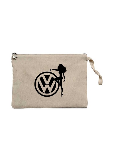 Volkswagen Woman Logo Krem Clutch Astarlı Cüzdan / El Çantası