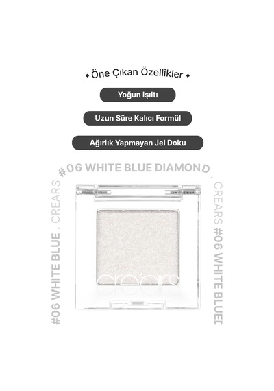 Yoğun Işıltılı Jel Yapılı Tekli Far Diamond Glow Eyeshadow 06 White Blue Diamond Diğer