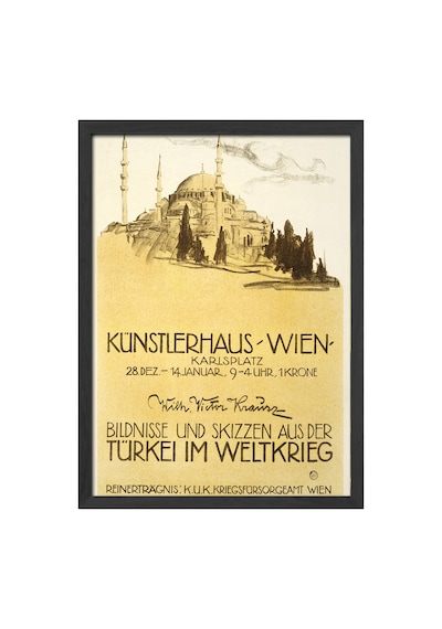Künstlerhaus Siyah Ahşap Çerçeveli Poster, Dekoratif Seyahat Duvar Tablosu