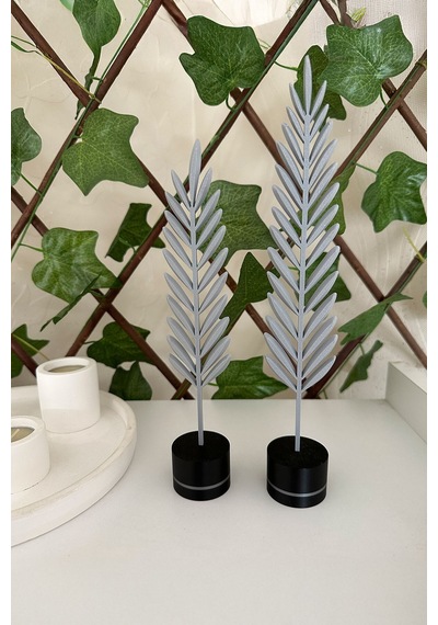Modern Minimalist Doğa Temalı Yaprak Seti Gümüş Gri Renkli Dekoratif Obje Gümüş Gri - 698301863