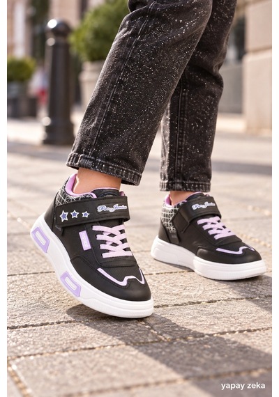 Mini Bonito Unisex Çocuk Sneaker Işıklı Tabanlı Günlük Spor Ayakkabı 26-30 Numara Arası Işıklı Lila