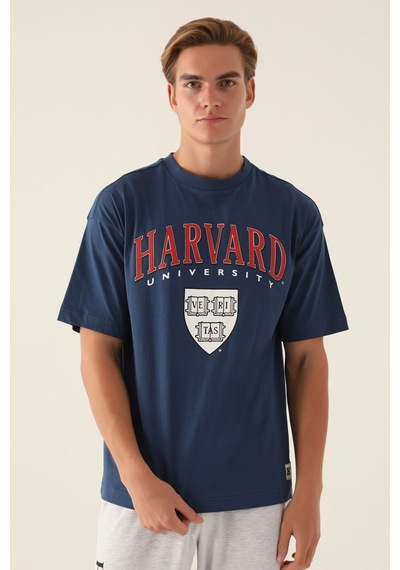 Harvard Veritas Koyu İndigo Erkek T-shirt 5274-42906 Koyu İndigo