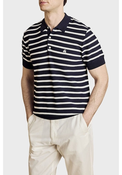 Brooks Brothers Erkek Polo Yaka Kazak Bbss26mkl004388 Lacivert Kırık Beyaz