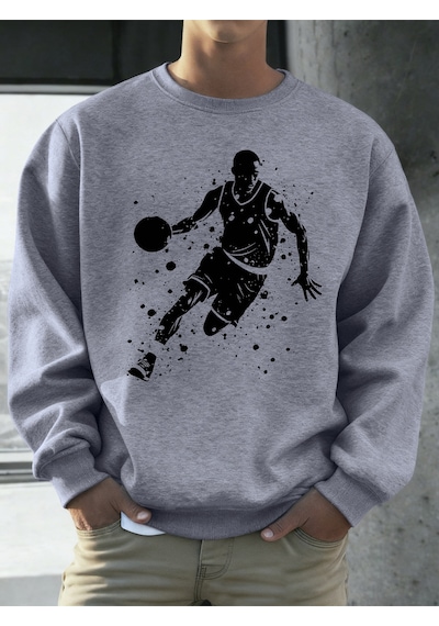 Startmore Startmoremükemmel Basketbol Oyuncusu Baskılı Erkekler Kapüşonlu Üst Klasik Sıcak Günlük Kazaklar Rahat Gri
