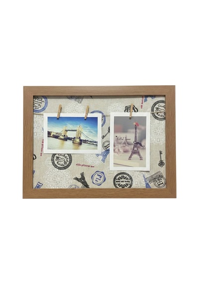 Vintage Desenli Ahşap İpli Fotoğraf Çerçevesi Ve 2 Adet Mandal - Dekoratif Anı Panosu