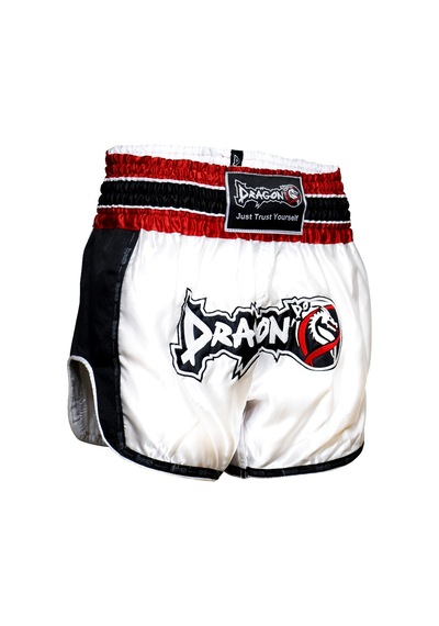 Dragondo Mt3075 Retro Neo Muaythai Şortu Beyaz Muay Thai Şort Beyaz