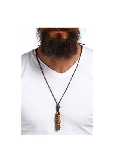 Tkly01566 Aztek Ehecatl Totem Natural Kolye Çok Renkli