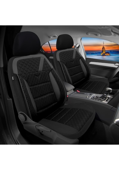 Minderland K1 - Dacia Duster İle Uyumlu Koltuk Kılıfı, Tam Takım/siyah