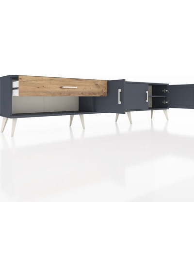 Arges Tv Ünitesi 2 Raflı Tek Çekmeceli 3 Kapaklı 220x30x51 Antrasit-antrasit/çam Antrasıt/atlas Çam - Antrasıt Arges Tv Ünitesi 2 Raflı Tek Çekmeceli 3 Kapaklı 220x30x51 Antrasit-antrasit/çam Antrasıt/atlas Çam - Antrasıt