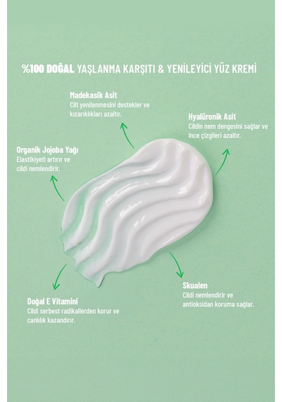 Siveno Doğal Yüz Kremi Hyaluronik Asit Aydınlatıcı Yenileyici Canlandırıcı 30 ML