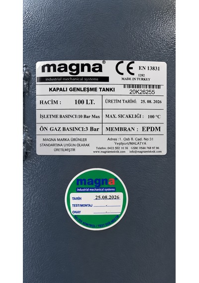 100 Lt. Kapalı Genleşme Tankı 10 Bar